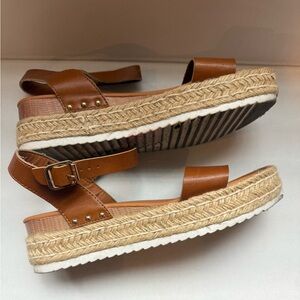 Brown Espadrille Platform Sandals
